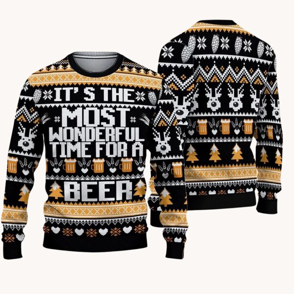 Wonderful Time For A Beer Ugly Christmas Sweaters Sweatshirt